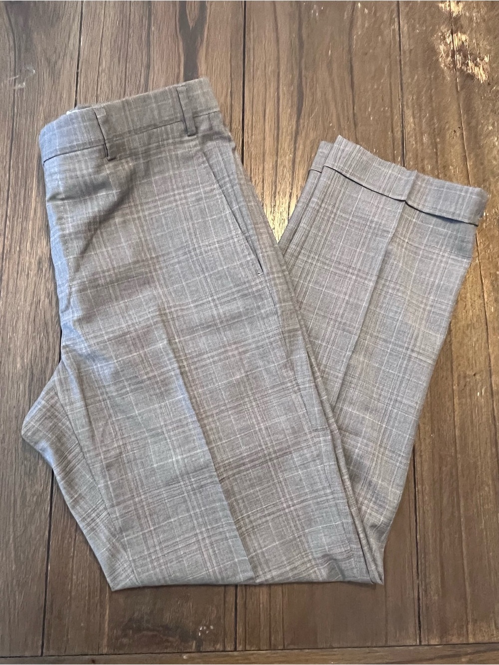 Zanella Devon Grey Plaid Dress Pants Mens 33x30